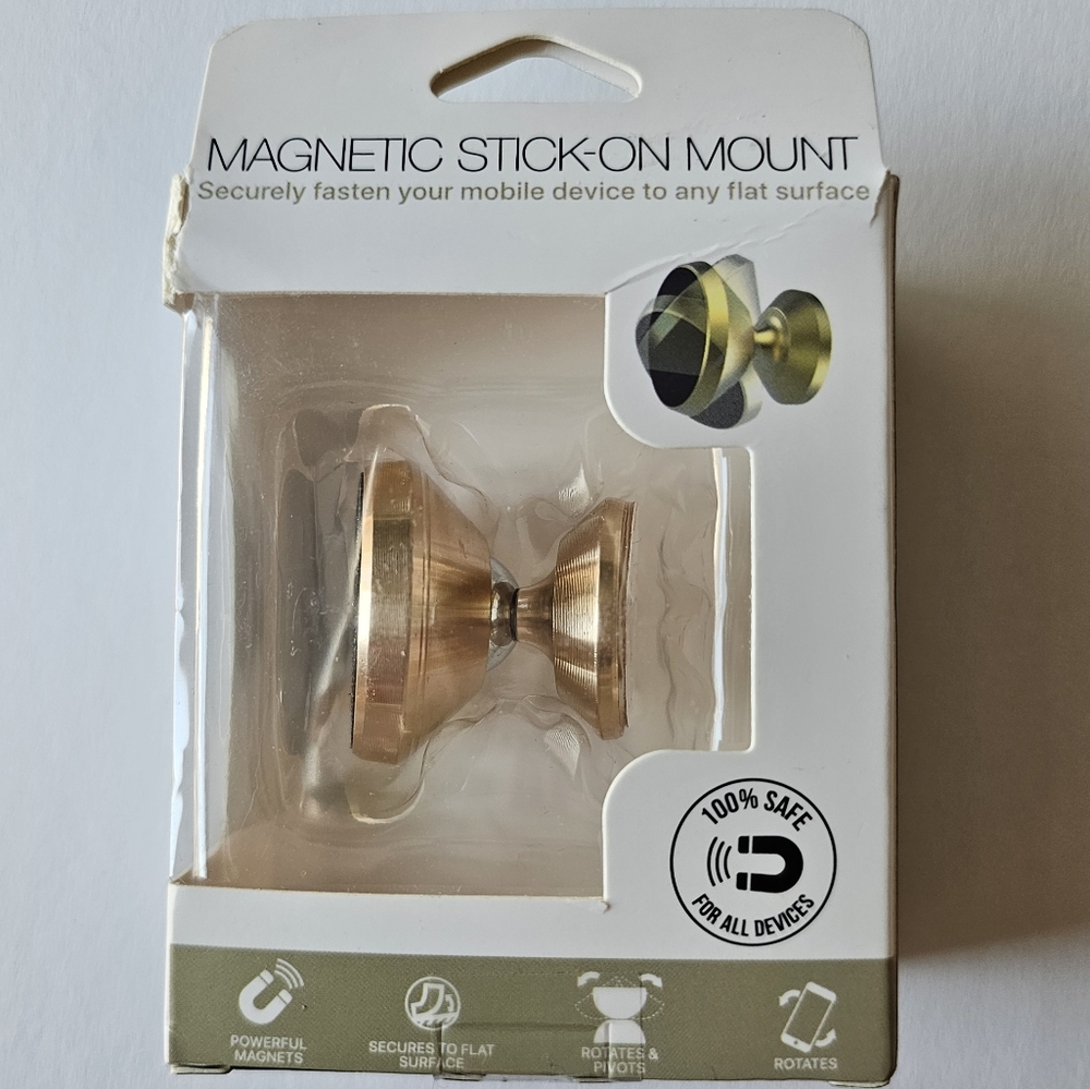Magnetic Stick-On Phone Mount: Solid Metal Edition - YELLOW GOLD - Picture 4 of 4